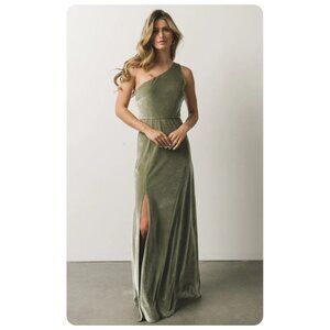 Baltic Born Green Tatiana Velvet One Shoulder Maxi Dress sz L